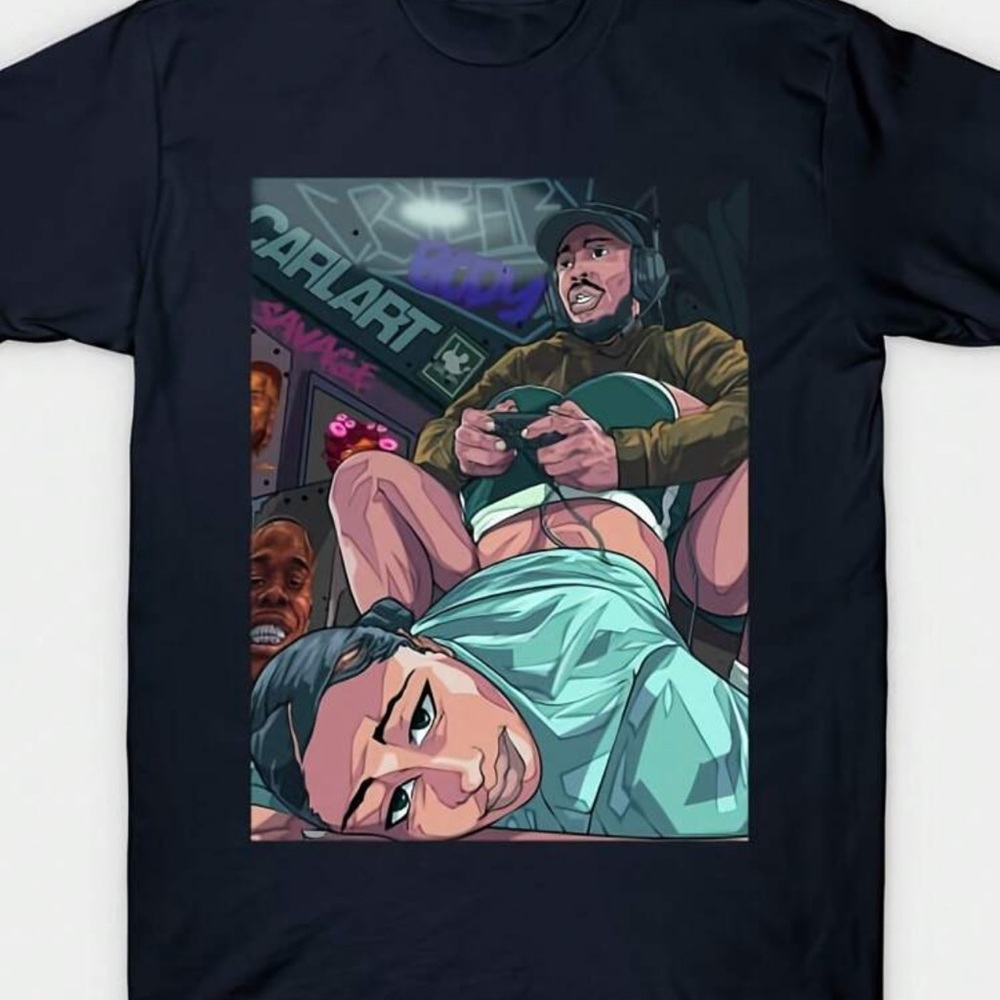 Men's Black Graphic Tee with Gamer Design